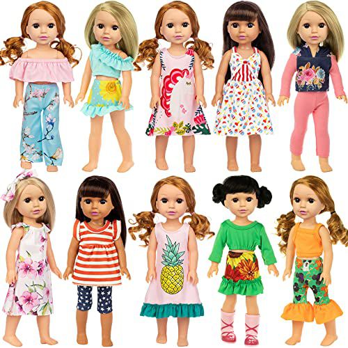 ZITA ELEMENT 10 Sets Fashion 14.5 Inch Girl Doll Clothes and Party Dress for 14 - 14.5 Inch Doll Clothes Outfits and Accessories 10 Sets Outfits