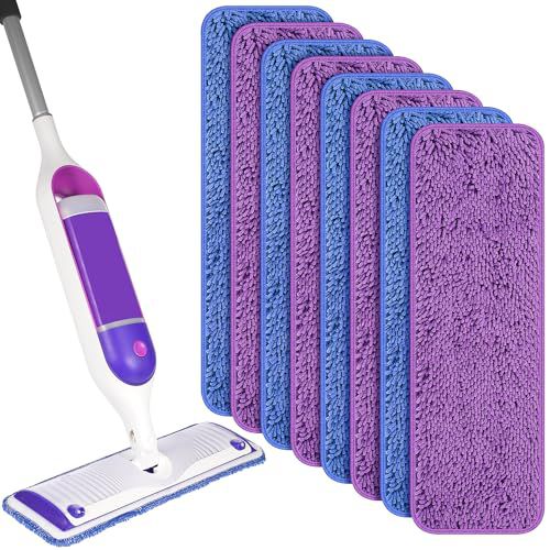8 Pack Reusable Microfiber Mop Pads Compatible with Swiffer Power mop, Power Mop Pads Refill Washable Power Mop Pads Replacement for Hardwood and Hard-Surface Floors ,Blue and Purple