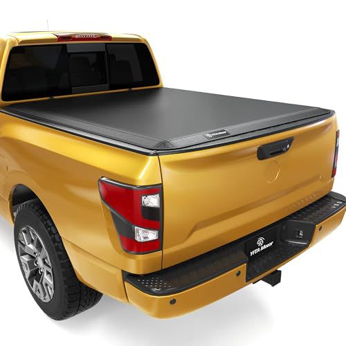 YITAMOTOR Soft Quad Fold Truck Bed Tonneau Cover Compatible with 2004-2015 Nissan Titan, Fleetside 5.5 ft Bed w/o Titan Box 5'6" Soft Quad-fold 2004-2015