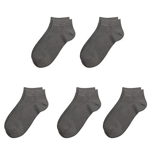 SERISIMPLE Viscose Bamboo School Socks Ankle Super Soft Kids Socks Stretch Cuffs Athletic Socks Odor Anti-odor 5 Pairs Large Dark Grey