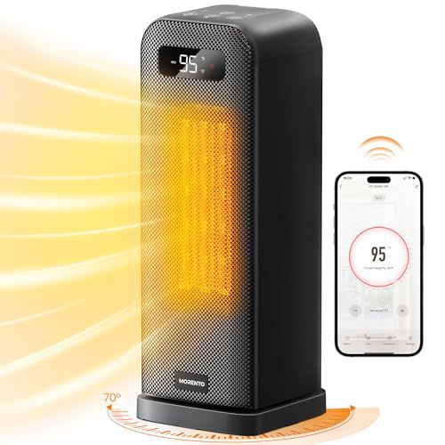 MORENTO Space Heaters for Indoor Use, Smart Space Heater, Wi-Fi & Voice Control, Portable Heater with Thermostat, 1500W Electric Heater, 12H Timer, Quiet Space Heater for Office Bedroom Home
