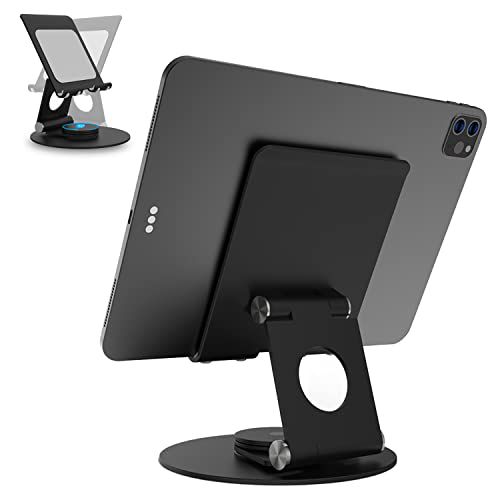 KABCON Swivel Tablet Stand, Aluminum Portable 360°Rotating Tablet Stand Holder for Desk,Business,Kitchen,Desktop,Tablet Table Stand for iPad Pro 9.7,10.5,12.9/Air Mini,Tab,Kindle,Nexus,E-Rea