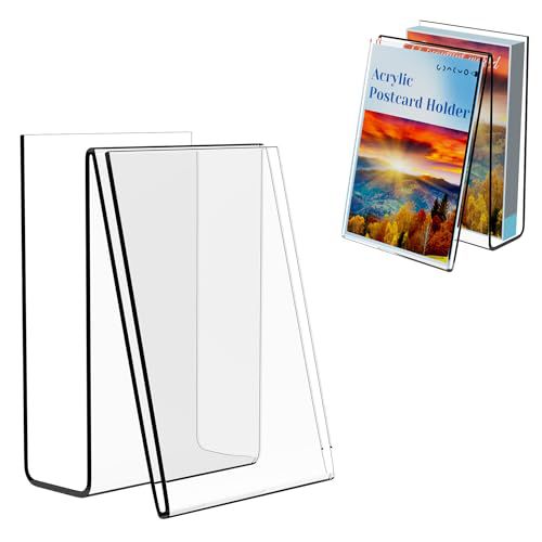 Boloyo Acrylic Vertical Postcard Display Holder,6 x 4 inch 1PC Clear Card Display Stand Easel Tablet Holder for Postcard Greeting Recipe Index Business Memory-Note Card, Artworks