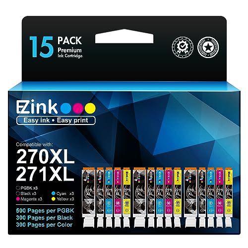 E-Z Ink PGI-270XL CLI-271XL Printer Ink Compatible for Canon 270 271 XL Ink Cartridges to use with Pixma MG5720 MG5721 MG5722 MG6820 MG6821 MG6822 TS5020 TS6020 MG7720 TS8020 TS9020, (5 Colo