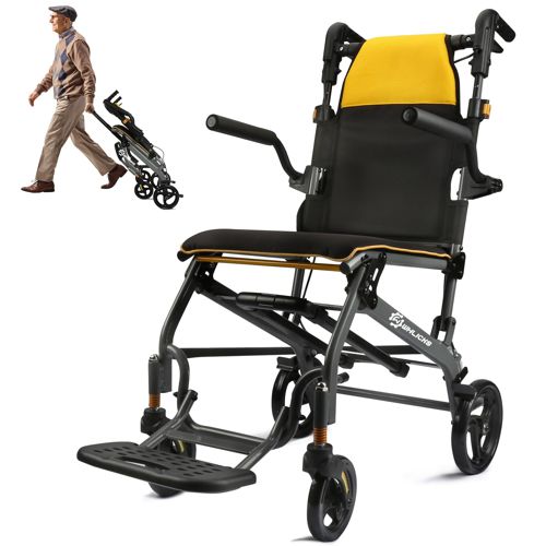 Wheelchairs for Adults Transport Chair Lightweight Foldable with Telescopic Handle, 19.4lbs Portable Folding Travel Wheel Chairs for Seniors