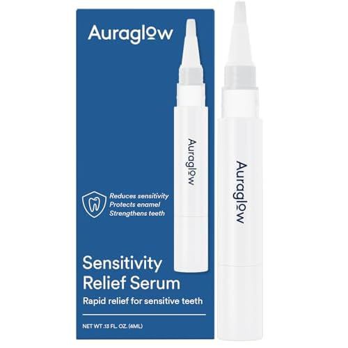 Auraglow Sensitivity Relief Serum Gel, Brush on Teeth to Reduce Sensitivity, Potassium Nitrate and Nano Hydroxyapatite, Remineralization Gel, Strengthens Teeth & Protects Enamel, 40+ Treatme