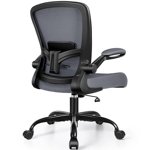 FelixKing Office Chair, Ergonomic Desk Chair Breathable Mesh Chairs with Adjustable High Back Lumbar Support Flip-up Armrests, Executive Swivel Comfy Task Computer Chairs for Home Office Dar