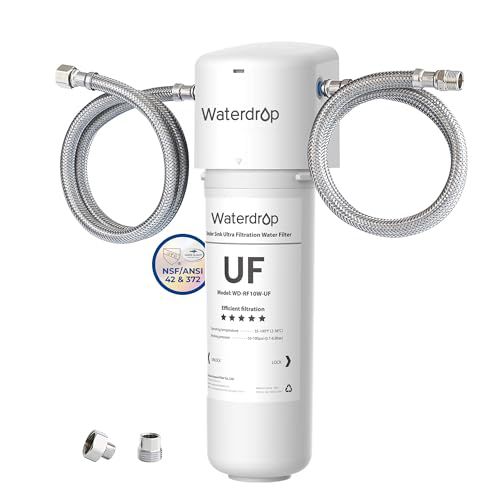 Waterdrop 10UAW-UF 0.01 μm Ultra Filtration Under Sink Water Filter for Baçtёria Reduction, Reduces Lead, Chlorine, Bad Taste & Odor, 8K Gallons, Direct Connect to Kitchen Faucet, USA Tech W