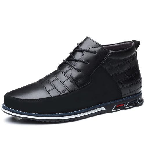 COSIDRAM Men Casual Shoes High-top Loafers Comfort Walking Sneakers Boots for Male 10.5 B/Black