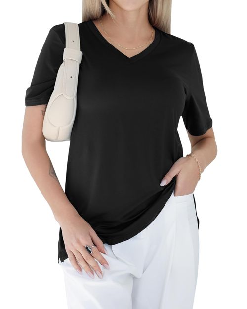 GAYHAY V Neck T Shirts for Women - Soft Short Sleeve Basic Tees Comfortable Spring Summer Casual Trendy Tops 2025