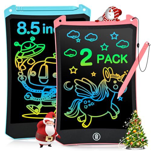 LCD Writing Tablet, 2 Pack Toddler Kids Toys, 8.5 Inch Coloring Books Drawing Pad, Travel Essentials Valentines Day Gifts for Kids, Toys Birthday Gifts for Girls Boys Age 3-8 8.5'' Blue & Pi