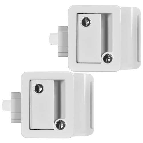 YITAHOME RV Door Lock, Camper Lock, Travel Trailer Door Latch, Zinc Alloy RV Entry Door Lock Replacement Kit for Camper Horse Cargo Hauler, Fits 2.75"x3.6" Lock Hole, White, 2 Pack