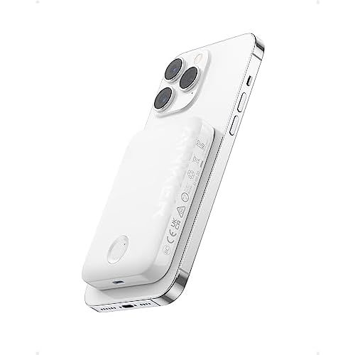 Anker 321 MagGo Battery (PowerCore Magnetic 5K), 5,000mAh Magnetic Wireless Portable Charger, Compatible with iPhone 15/15 Plus/15 Pro/15 Pro Max, iPhone 14/13/12 Series (White)