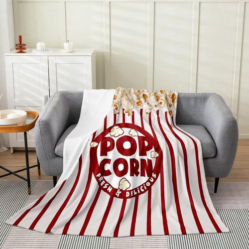 Cinema Poster Design Flannel Fleece Throw Blanket Kids,Movie Theater Fuzzy Blanket for Bed Sofa Couch,Popcorn Print Bed Blanket Breathable Plush Blanket Room Decor 40"x50" Multi 62 40"x50"