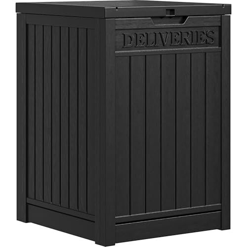YITAHOME 51 Gallon Resin Package Delivery Box for Outside, Storage Box with Lockable Secure, Resin Deck Box for Porch, Curbside（Black） 51 Gallon Black