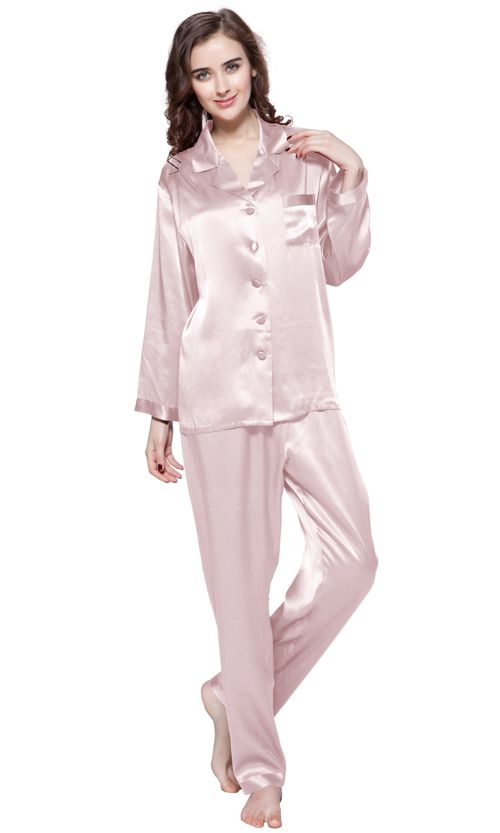 LilySilk Silk Pajamas for Women Pure Full Length Long 22 Momme 100% Mulberry Silk Luxury X-Large Rosy Pink