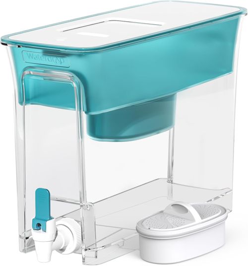 Waterdrop Slim Water Filter Dispenser, Large Capacity, 35-Cup Water Filter Pitcher, 200-Gallon Long-Life, 5X Lifetime, Reduces Chlorine, PFOA/PFOS and More, BPA Free, Turquoise (with 1 Filte