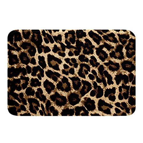 Leopard Print Area Rugs for Bedroom Africa Cheetah Print Absorbent Non Slip Bathroom Mat Safari Animal Pattern Fluffy Rug Plush Living Room Carpet Black Brown Leopard Modern Shaggy Floor Mat