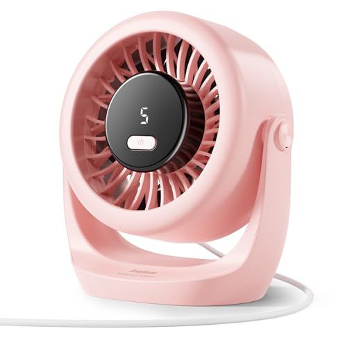 Diveblues USB Desk Turbo Fan, Ultra-Quiet Mini Desk Fan, Powerful Wind, LED Display, 5 Speed, 360° Rotating Small Portable Fan for Home, Office and Outdoor Cool Tech Gadgets - TurboBreeze Pi