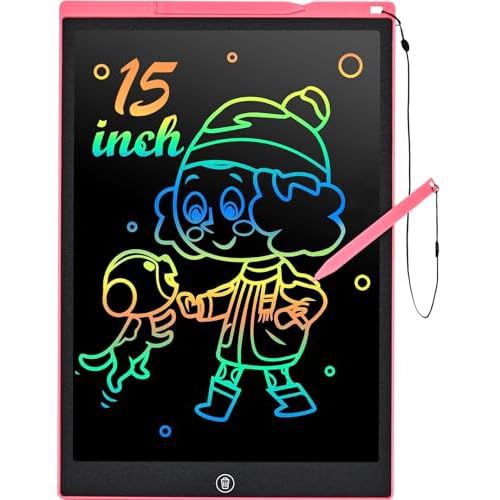 LCD Writing Tablet, 15 Inch Kids Toys Colorful Doodle Board, Toddler Girl Toys for 3 4 5 6 7 8 Year Old Boys Baby, Drawing Doodle Pad Christmas Birthday Gift for Children (Pink) 15'' Pink