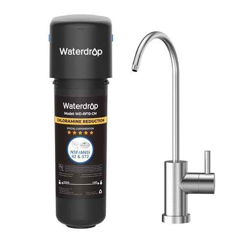 Waterdrop 10UB-CM 6 Months Under Sink Water Filter (Include: System+ ??????) for 99% Chloramine Reduce- Ideal for California, Florida and Washington- NSF/ANSI 42 Certified- with Faucet Black
