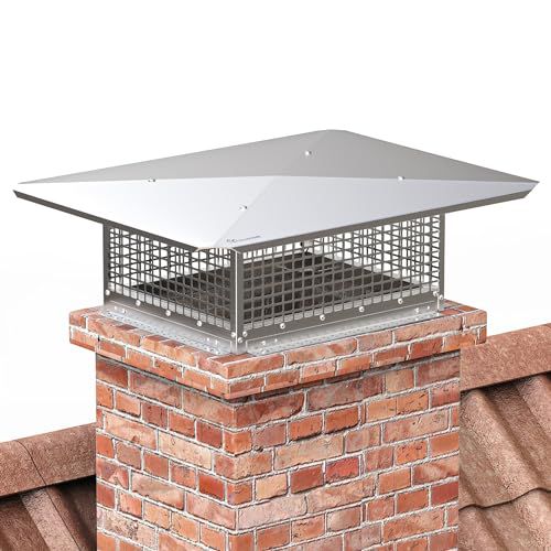 YITAHOME Chimney Cap, 17" x 21" Chimney Cover for Outside, 304 Stainless Steel Fireplace Chimney Caps with Adjustable Metal Strips, Screws & Gloves