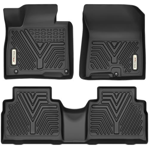YITAMOTOR All-Weather Floor Mats compatible with 2021-2023 Hyundai Santa Fe 5 Seat Includes Front and Rear Row, TPE Floor Mat Set Liners, Black 2021-2023 Santa Fe 1st &2nd Row