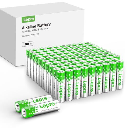 Lepro AA Batteries 100 Pack, Double A Batteries with 2800 mAh Max Long-Lasting, High Performance Alkaline Power