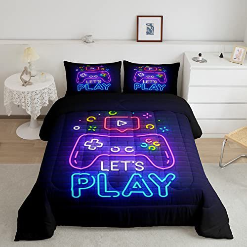 Erosebridal Queen Size Comforter Sets for Boys,Gaming Bedding Sets for Boys Gamer Comforter Sets for Boys,Kids Toddler Bedding Set Gamer Room Decor fo