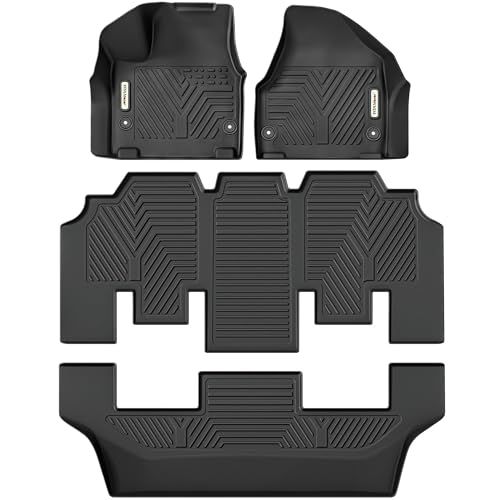 YITAMOTOR Floor Mats Compatible with 2017-2025 Chrysler Pacifica 7or 8 Passenger Model (No Hybrid Models), Included 3 Row All Weather Protection TPE Floor Liner Set, Black 17-25 1st & 2nd & 