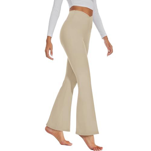 GAYHAY Flare Leggings for Women - Crossover Yoga Pants High Waist Tummy Control Bootcut Workout Flared Leggings