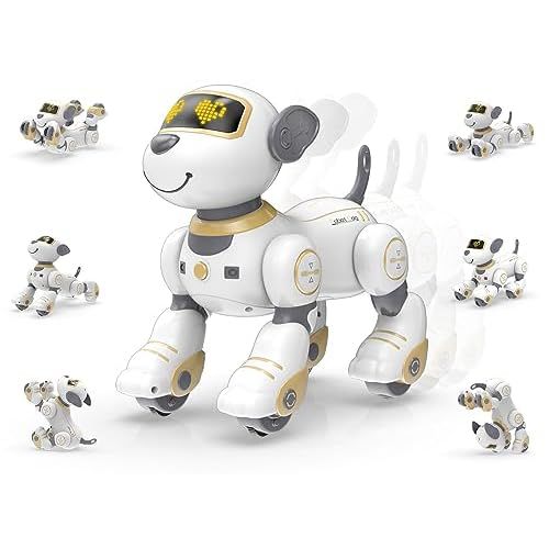 STEMTRON Programmable Remote Control Robot Cat Robot Dog for Kids, Interactive Robotic Dog Robotic Cat, Robo Dog Robo Cat, RC Robot with Touch Sensing, LED Eyes, Dance & Music Gold