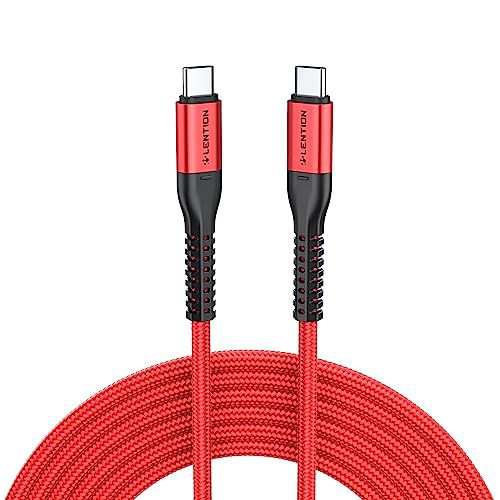 LENTION USB C to USB C Cable 3.3ft 60W, Type C 20V/3A Fast Charging Braided Cord Compatible with iPhone 15/15 Pro/15 Pro Max, 2023-2016 MacBook Pro, New iPad Pro/Mac Air/Surface, More (Red) 
