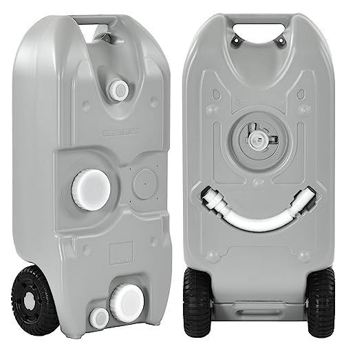 YITAHOME 10.6 Gallon Large Capacity Portable Water Holding Tank with Metal Handle Odorless Tote for Camper with Large Wheels, Filling Port, Hose, Faucet, Handles for Easy Carry & Fast Empty,