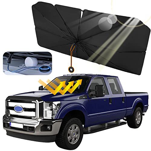 Upgraded Car Windshield Sun Shade Umbrella Car Shade Front Window Cover Umbrella Sunshade Umbrella brella Shield Shade for Automotive Truck MPV Te-s-l-a Model Interior Accessories(Large,59 *