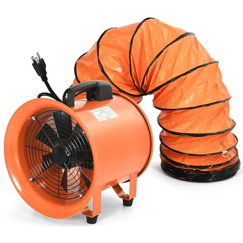 YITAHOME Exhaust Fan 12 Inch, Utility Blower Extractor Fan High Velocity, Portable Ventilation Fans with 16FT Ventilator Duct Hose for Industrial, Paint Booth (12 Inch Fans with 5M Hose)