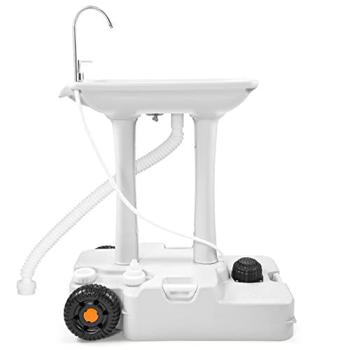 YITAHOME Portable Camping Sink with Rolling Wheels, Hand Washing Station with 30 L Water Capacity, Soap Dispenser, Towel Holder, Ideal for Outdoor, Travel, Boat, Gather, Wedding, Worksite, W