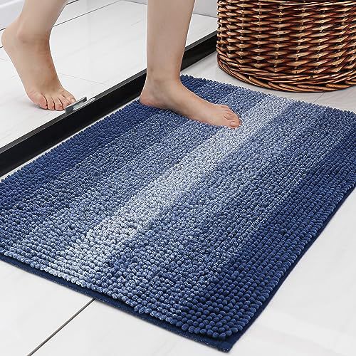 COSY HOMEER 30x20 Inch Bath Rugs Made of 100% Polyester Extra Soft and Non Slip Bathroom Mats Specialized in Machine Washable and Water Absorbent Shower Mat,Black 1'8" x 2'6" (Rectangular) B