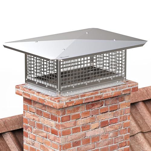YITAHOME Chimney Cap, 13" x 21" Chimney Cover for Outside, 304 Stainless Steel Fireplace Chimney Caps with Adjustable Metal Strips, Screws & Gloves