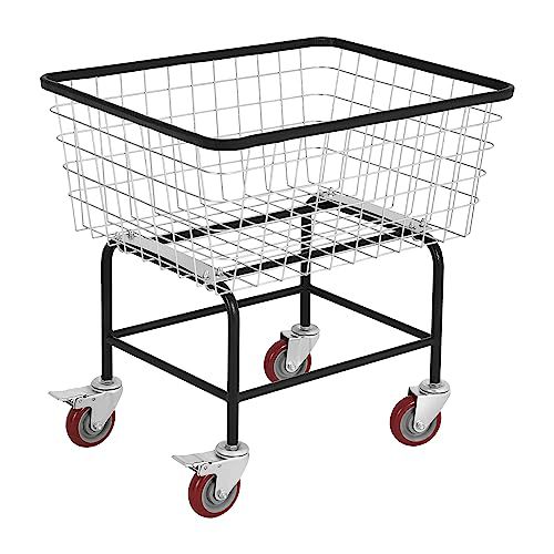 YITAHOME Wire Laundry Cart 4.5 Bushel, Rolling Laundry Basket with Wheels, Metal Commercial Wire Laundries Basket Cart with Galvanized Finish, Heavy Duty Large Steel Baskets for Clothes Stor