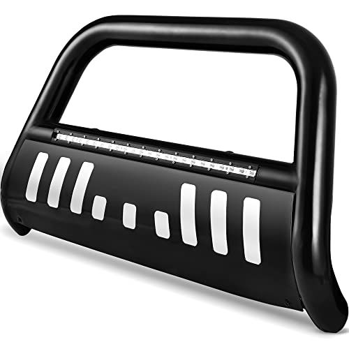 AUTOSAVER88 Bull Bar with LED Light Bar Compatible for 09-18 Dodge RAM 1500/2019-2023 RAM 1500 Classic(Exl Rebel Sport) 3" Tubing Front Grille Brush Push Bumper Guard Include Skid Plate Ligh