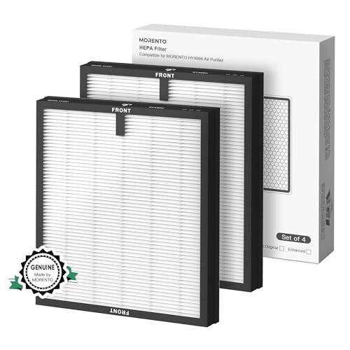 MORENTO 4 Pack HY4866 Genuine Air Purifier Replacement Filter for HY4866 Air Purifier, Original Version Original Version 4 Pack