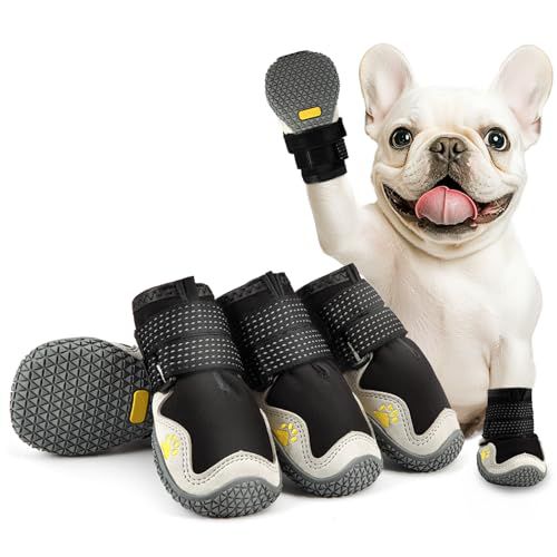 Dog Shoes for Hot Pavement, Large Dog Boots & Paw Protectors for Summer Hot Pavement, Dog Booties Waterproof in Rainy Upgrade-Black #Size 6 (L*W: 3.54