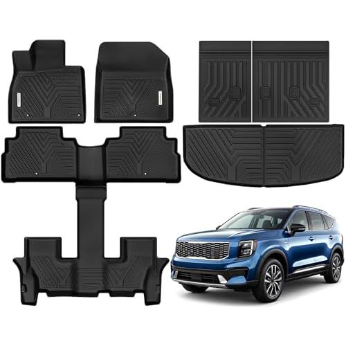 YITAMOTOR Floor Mats Compatible with 2020-2025 Kia Telluride 7&8 Seats, All Weather Accessories, Anti-Slip Back Seat Protector for Telluride, Full Mat Set 20-25 mats set with truck mats