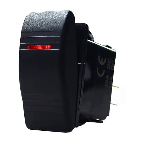 Car-ling Rocker Switch with LED Light 12V 24V SPST On-Off Waterproof for Car Boat Marine UTV Red 1