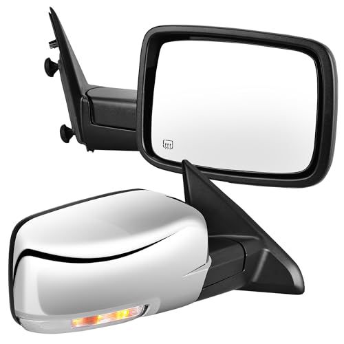 AUTOSAVER88 Towing Mirror Side Mirror Compatible with 2009-2018 Dodge Ram 1500, 2010-2017 Ram 2500 3500, Power Heated Non-Towing W/Signal and Puddle Light Folding Wing Mirror For 2009-2018 R