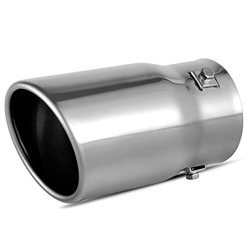 YITAMOTOR 1.0-2.5 Inch Adjustable Exhaust Tip, 1.0"-2.5" Inlet 3.5" Outlet 6" Long Stainless Steel Diesel Exhaust Tail Tip Fits 1.0"/1.5"/1.75"/2.0"/2.25"/2.5" O.D. Tailpipe, Bolt On, Polish