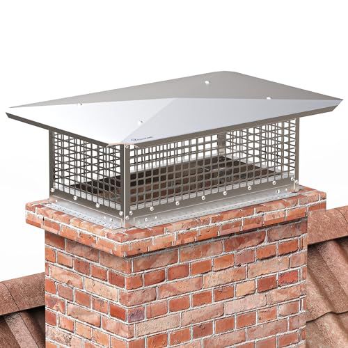 YITAHOME Chimney Cap, 13" x 24" Chimney Cover for Outside, 304 Stainless Steel Fireplace Chimney Caps with Adjustable Metal Strips, Screws & Gloves