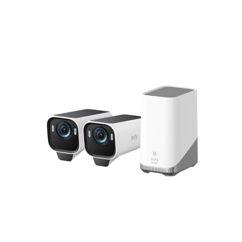 eufy Security eufyCam S3 Pro 2-Cam Kit, Solar Camera Outdoor Wireless, MaxColor Night Vision, 4K Security Camera with Solar Panel, Face Recognition AI, Expandable Local Storage, No Monthly F