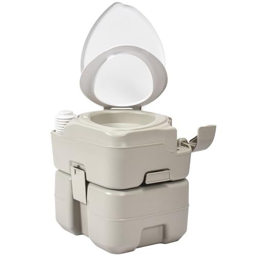 YITAHOME 5.28 Gallon Portable Camping Toilet Porta Potty with Diagonal Enlargerd Bowl, Hand Sprayer and Press Flush Pump, Space Saving Indoor Outdoor Toilet for Adults, RV Travel, Boat and T